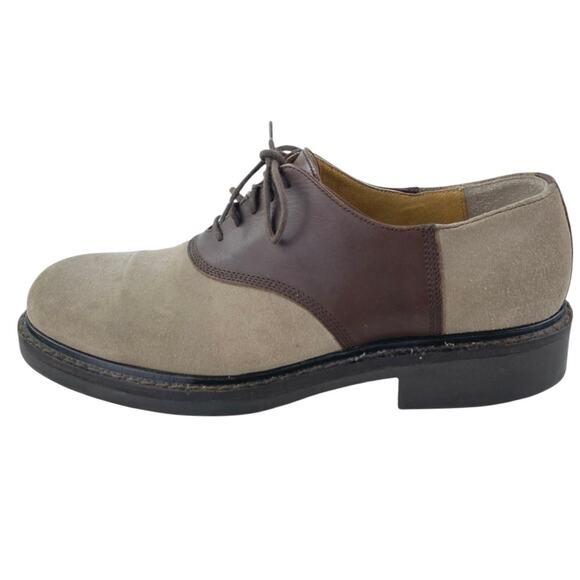 J. Crew Saddle Men\'s Brown Faux Suede Leather Lace Up Low Top Oxford Shoes 9.5 main image 5